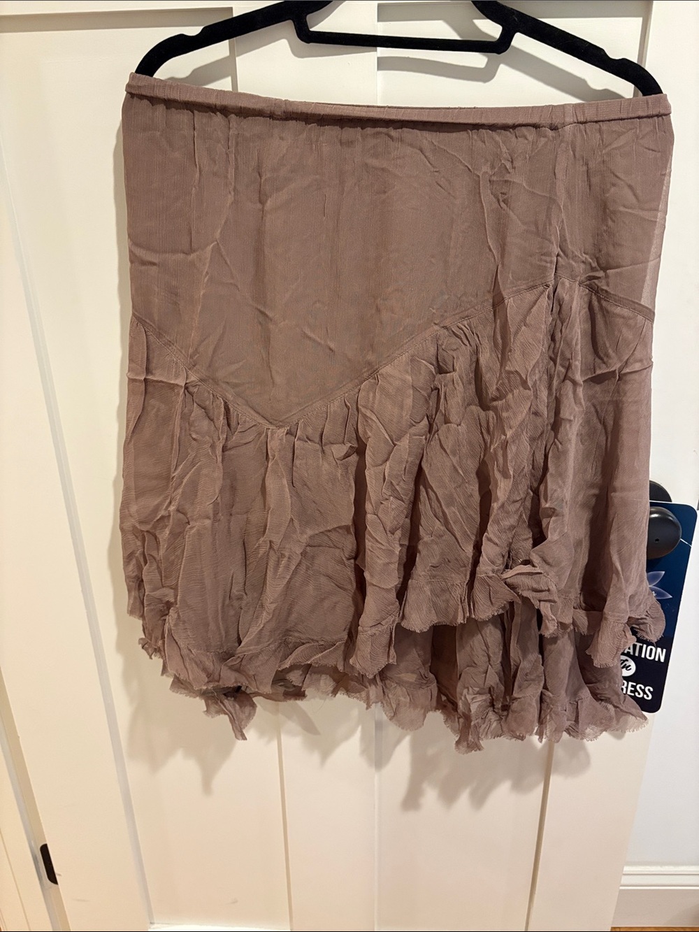 Zara Asymmetrical Ruffle Skirt in Taupe